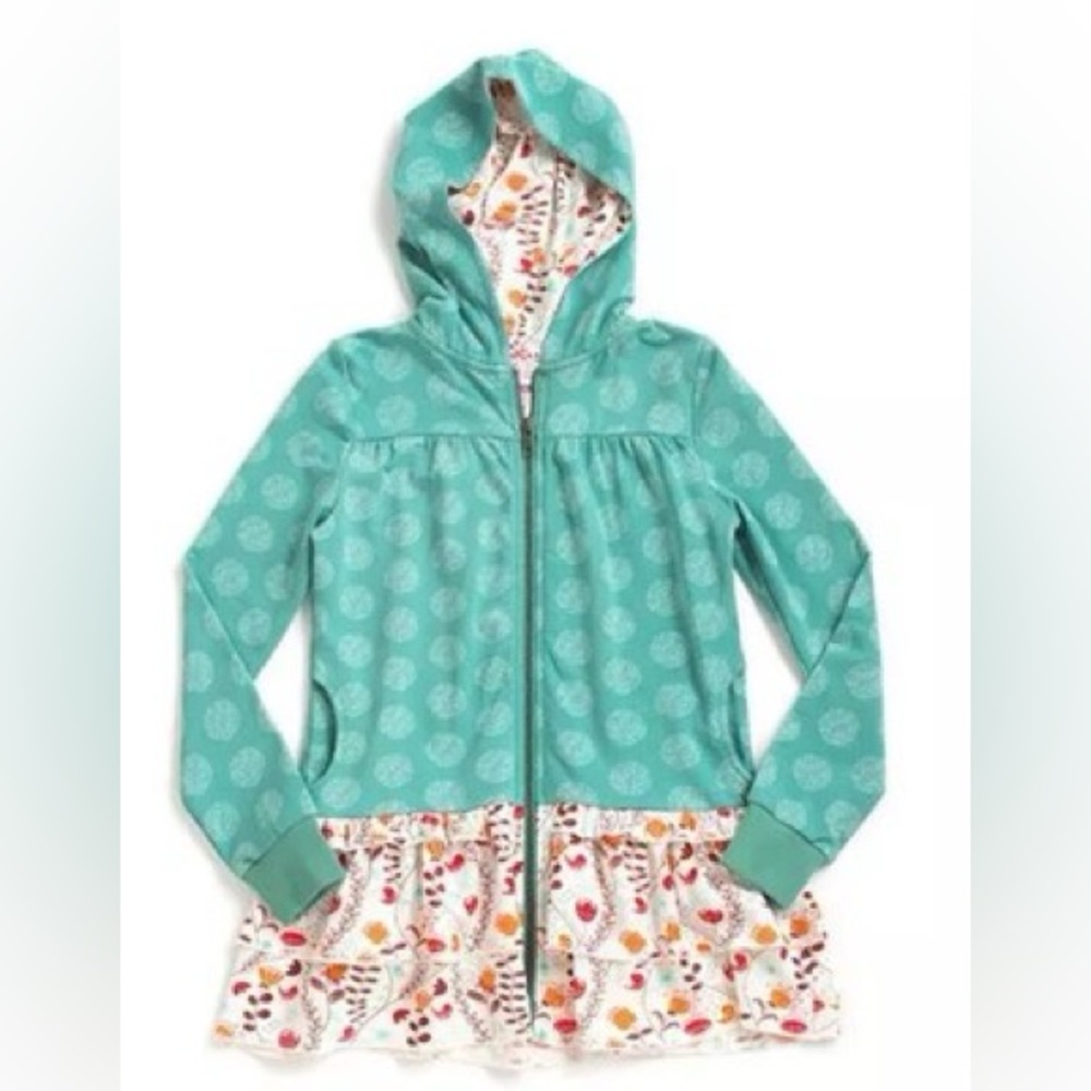 Matilda Jane Teal Hooded Jacket with Patterned Hem once upon a time hoodie